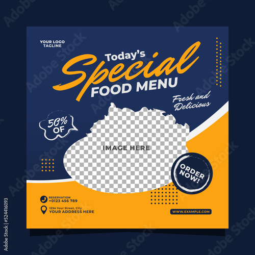 Special food menu promotion social media post banner square template