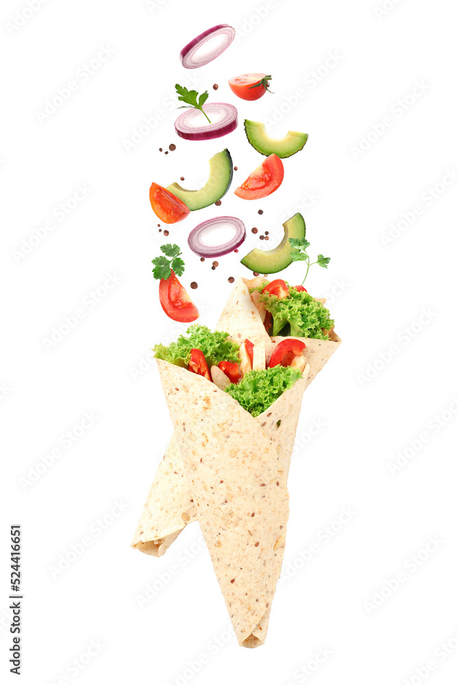 Naklejka premium Tasty Fajitas on white background