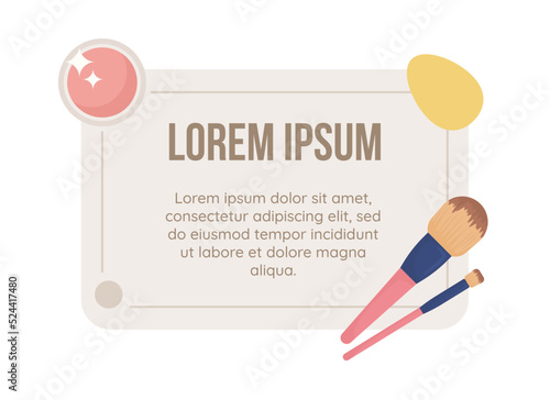 Beauty and makeup quote textbox with flat object. Lifestyle. Speech bubble with editable cartoon illustration. Creative quotation isolated on white background. Bebas Neue, Quicksand font used