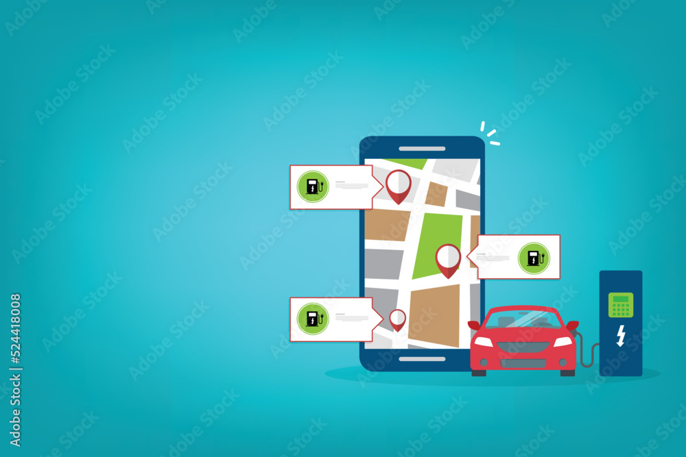 Owner of the electric car using smart phone to locate charging station in the city Owner of the electric car using smart phone to locate charging station in the city