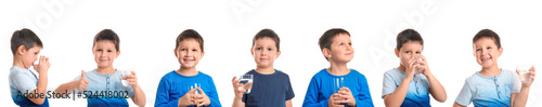 Set of cute little boy with...