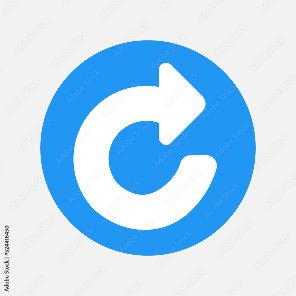 Redo arrow icon in flat style, use for website mobile app presentation Redo arrow icon in flat style, use for website mobile app presentation