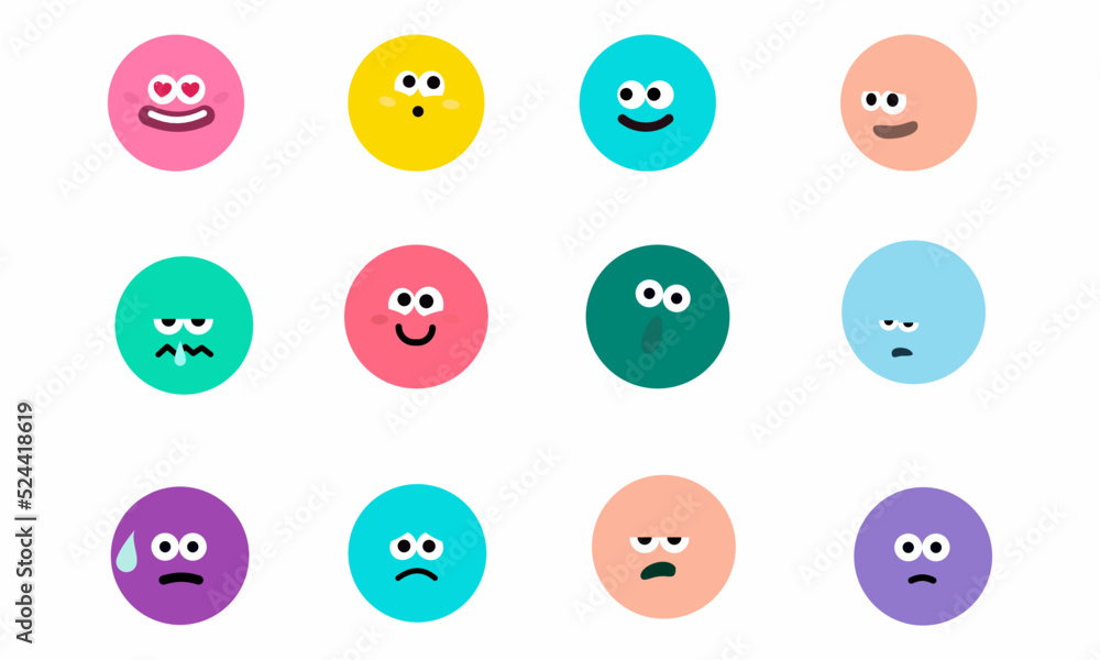 A set of emoji with different emotions icons set. flat vector illustration. A set of emoji with different emotions icons set. flat vector illustration.
