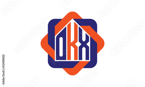 OKX three letter real estate logo with home icon logo design vector template | construction logo | housing logo | engineering logo | initial letter logo | minimalist logo | property logo | photo