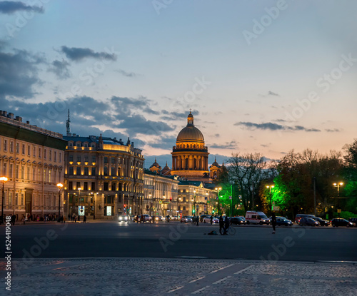 View of St. St. Isaac's Cathedral in autumn from the Palace Square. Saint Petersburg, Russia