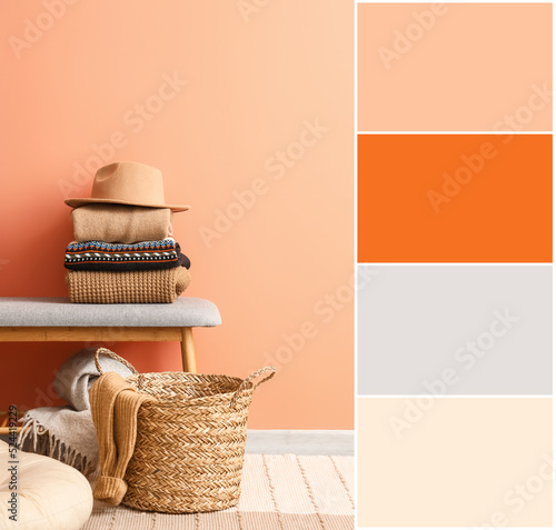 Bench with warm winter swea...