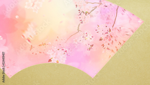 Oriental background material depicting cherry blossoms