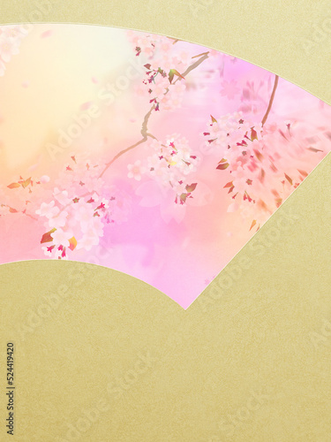 Oriental background material depicting cherry blossoms