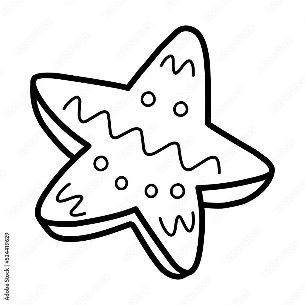 Doodle Christmas cookies. coloring of the Christmas gingerbread star. Christmas gingerbread. Sweet holiday cookies with patterns and decorations. Doodle Christmas cookies. coloring of the Christmas gingerbread star. Christmas gingerbread. Sweet holiday cookies with patterns and decorations.