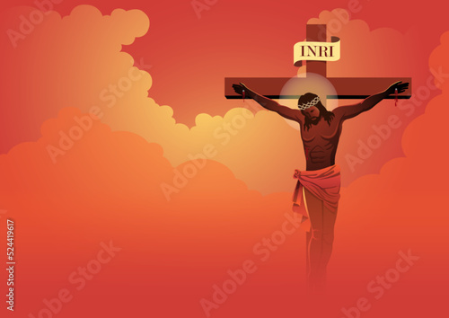 Jesus Dies On The Cross Vector Illustration