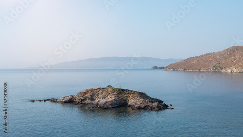 sea ​​view with small island, front view