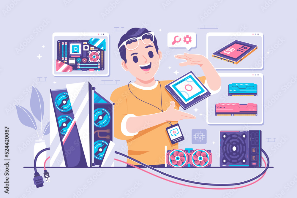 Fototapeta premium personal computer build vector illustration design