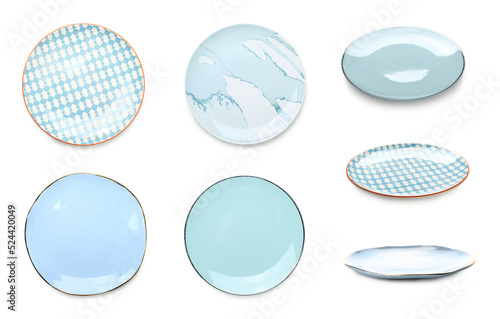 Set of empty ceramic plates...