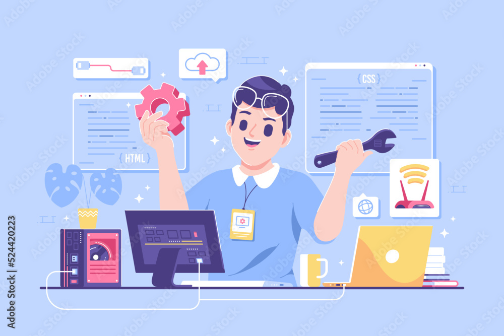 network engineering and developer vector illustration network engineering and developer vector illustration