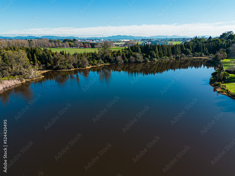 Lake Rotokaeo from the air, Drone shot Lake Rotokaeo from the air, Drone shot