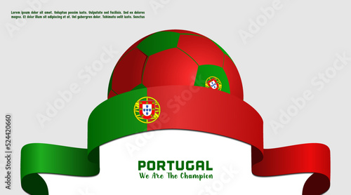 vector background Portugal flag with ball soccer , social media template, perfect color combination