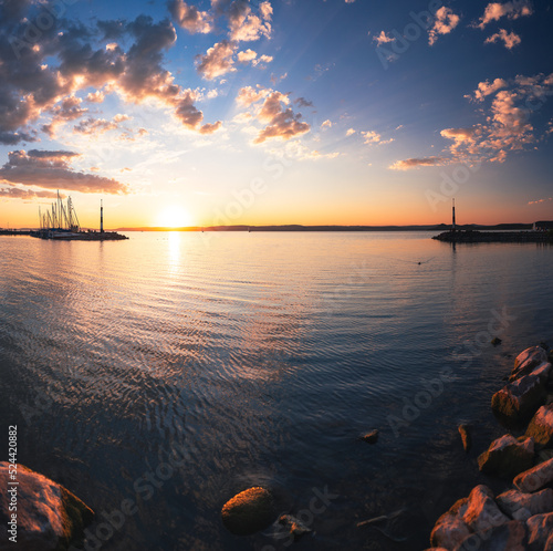 Amazing sunset over lake Ba...