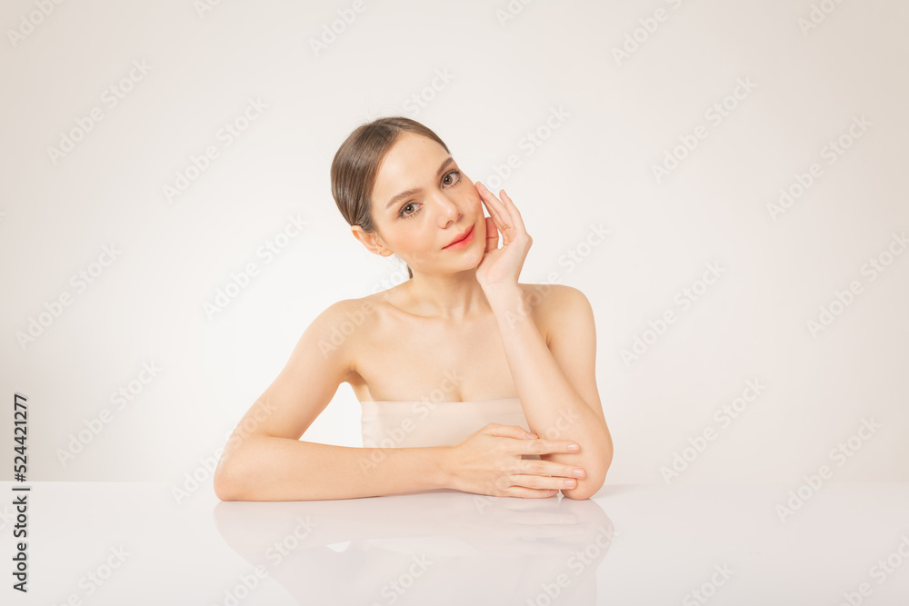 Portrait of a beautiful young asian female woman lady with clean, fresh and healthy smooth fair skin. Suitable for cosmetic, spa or massage advertisement, online social media and promotion sale usage. Portrait of a beautiful young asian female woman lady with clean, fresh and healthy smooth fair skin. Suitable for cosmetic, spa or massage advertisement, online social media and promotion sale usage.