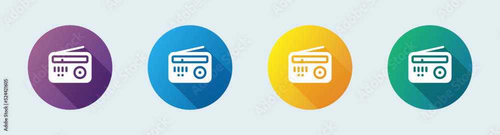 Radio solid icon in flat design style. Retro broadcast signs vector illustration. Radio solid icon in flat design style. Retro broadcast signs vector illustration.