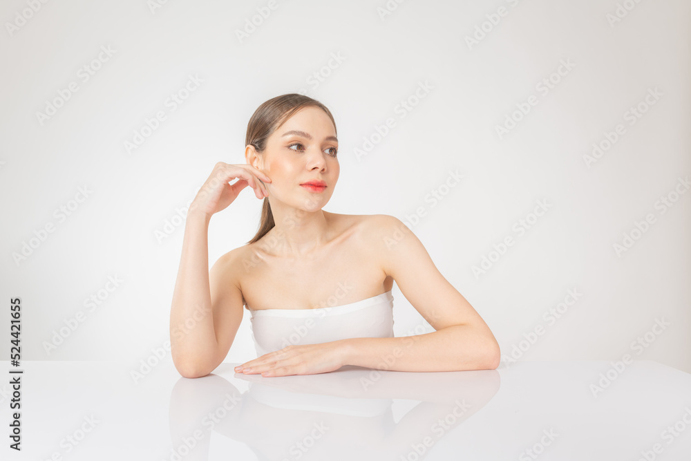 Portrait of a beautiful young asian female woman lady with clean, fresh and healthy smooth fair skin. Suitable for cosmetic, spa or massage advertisement, online social media and promotion sale usage. Portrait of a beautiful young asian female woman lady with clean, fresh and healthy smooth fair skin. Suitable for cosmetic, spa or massage advertisement, online social media and promotion sale usage.