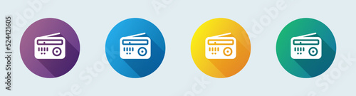 Radio solid icon in flat design style. Retro broadcast signs vector illustration.