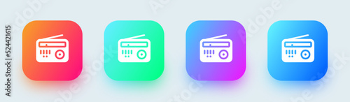 Radio solid icon in square gradient colors. Retro broadcast signs vector illustration.