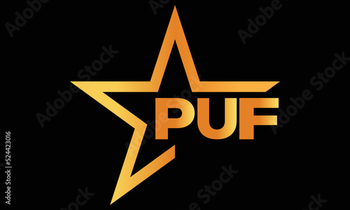 PUF golden luxury star icon three letter logo design vector template. royal logo | luxury logo | jewelry logo | premium logo | iconic logo | Victoria logo |	