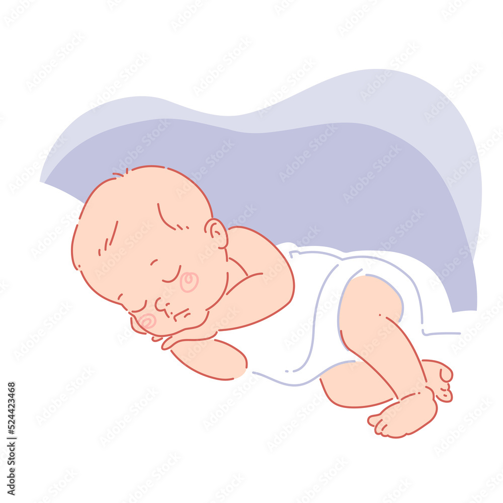 Cute little baby sleeping. Baby girl or boy sleeps peacefully at night