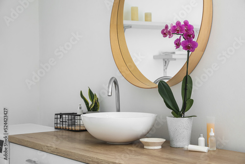 Modern sink and orchid flow...