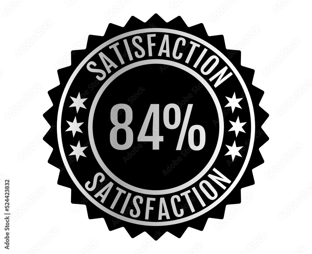 84% Satisfaction Sign Vector transparent background Silver Color