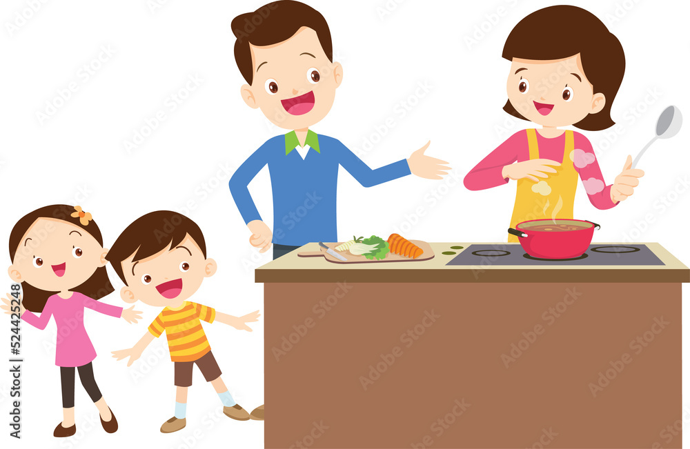 happy family cooking in the kitchen concept happy family cooking in the kitchen concept