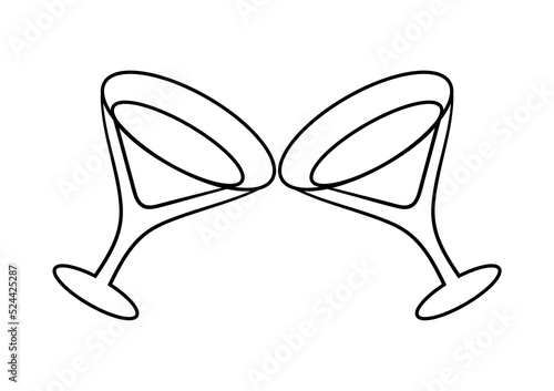 hand drawn wine glass on white background