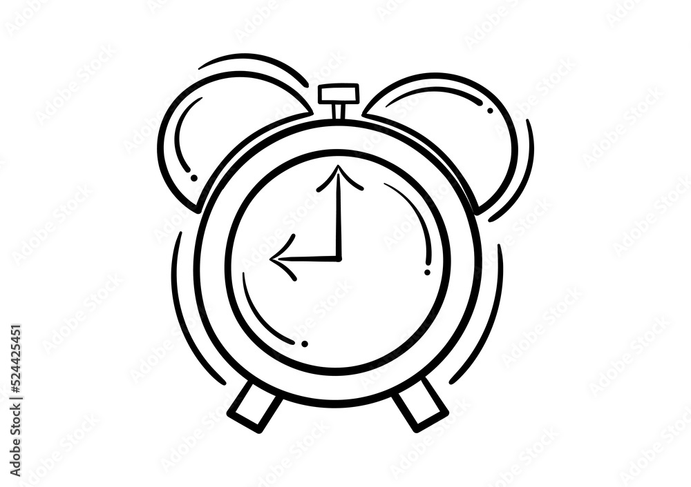 Obraz premium drawing of an alarm clock on a white background