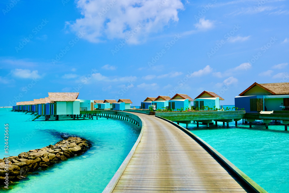 Malediven wunderschöner Blick auf die Wasservillen