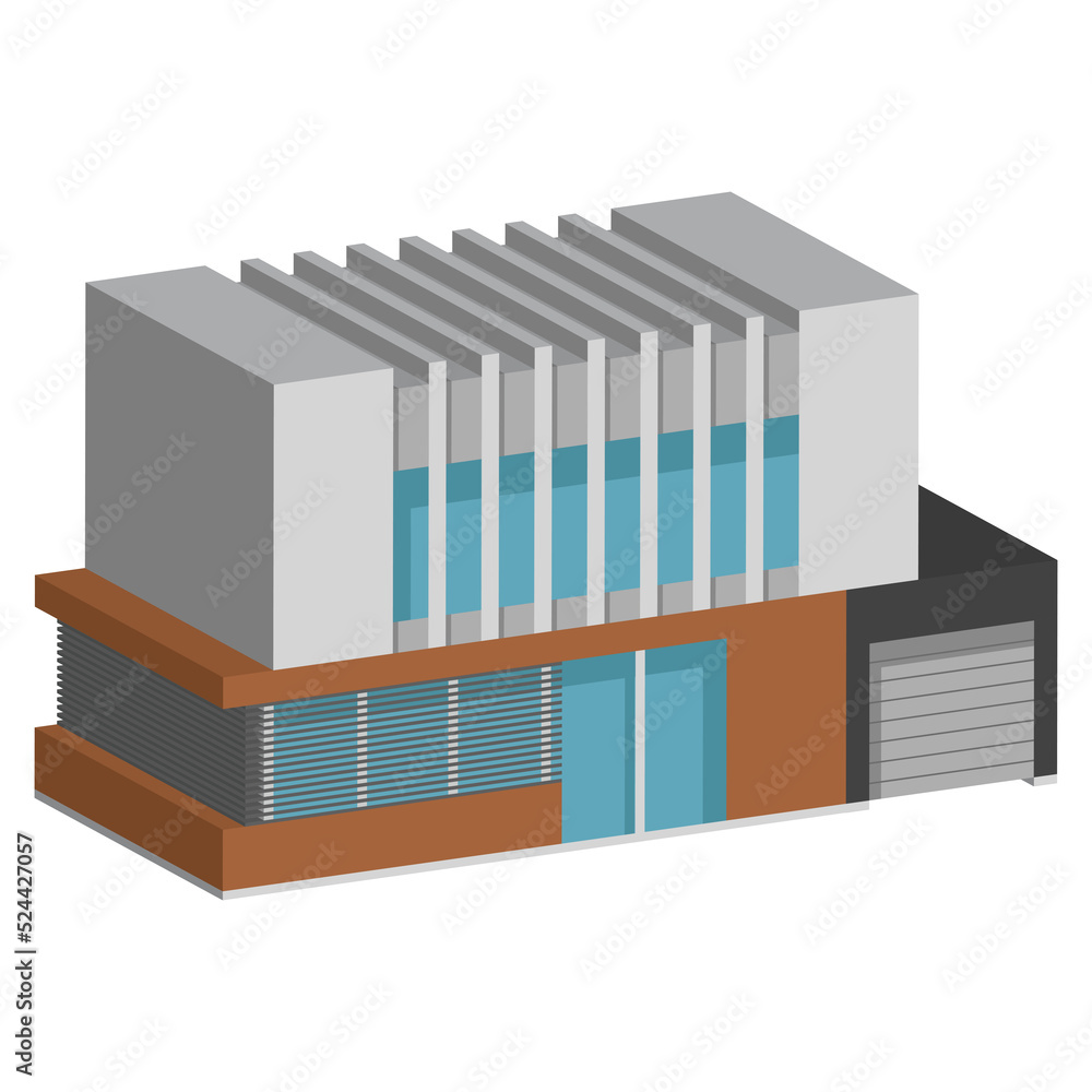 3D modern house or home. Isometric modern building and architecture. 3D modern house or home. Isometric modern building and architecture.