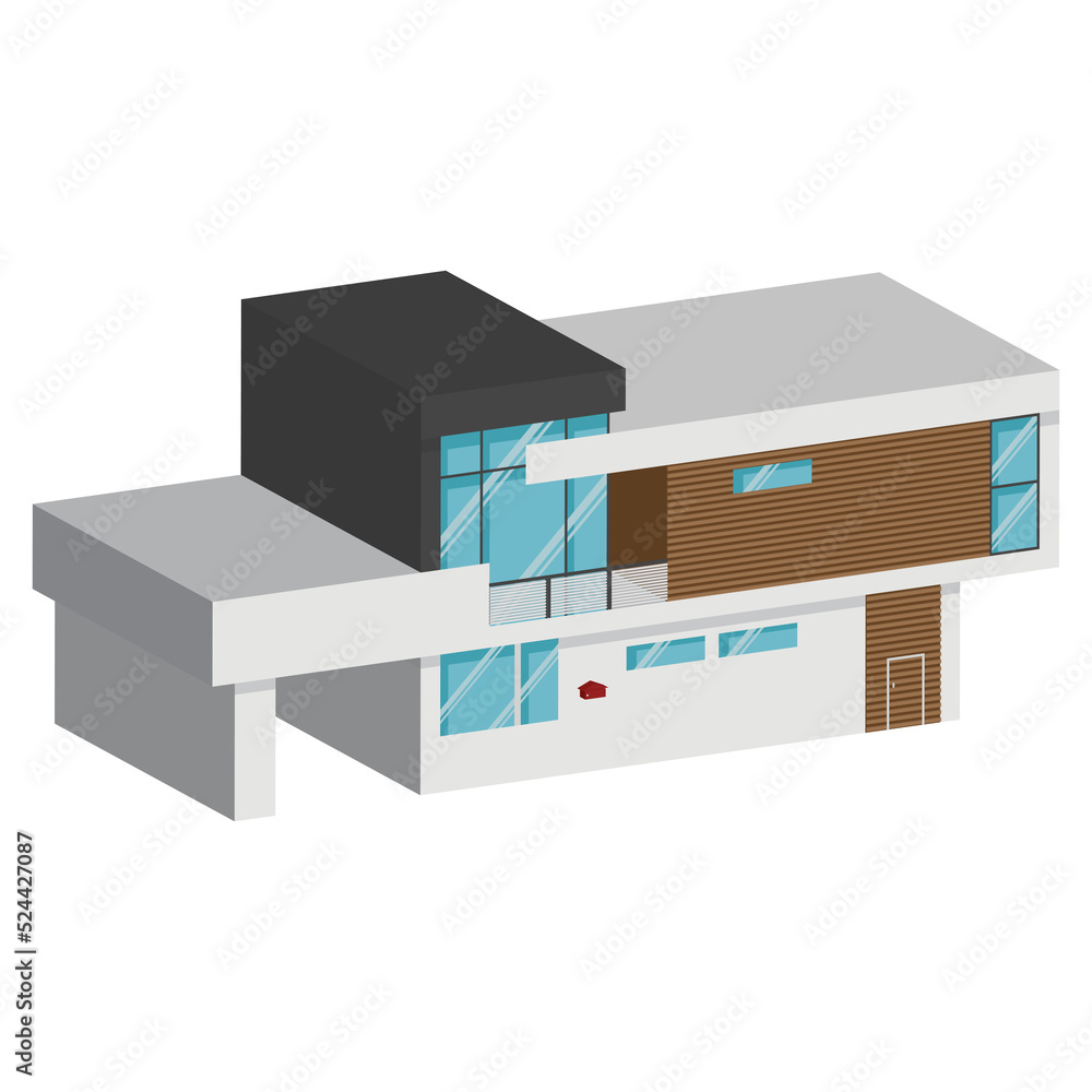 3D modern house or home. Isometric modern building and architecture. 3D modern house or home. Isometric modern building and architecture.