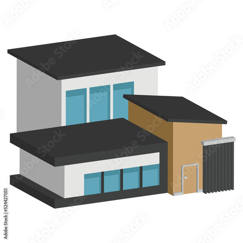 Wallpaper Mural 3D modern house or home. Isometric modern building and architecture. Torontodigital.ca