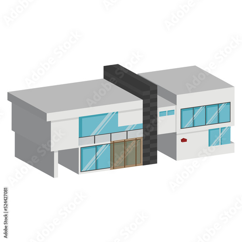 Wallpaper Mural 3D modern house or home. Isometric modern building and architecture. Torontodigital.ca