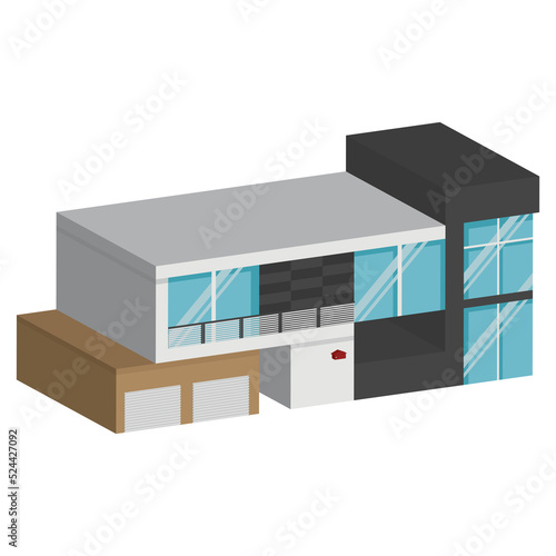 3D modern house or home. Isometric modern building and architecture.