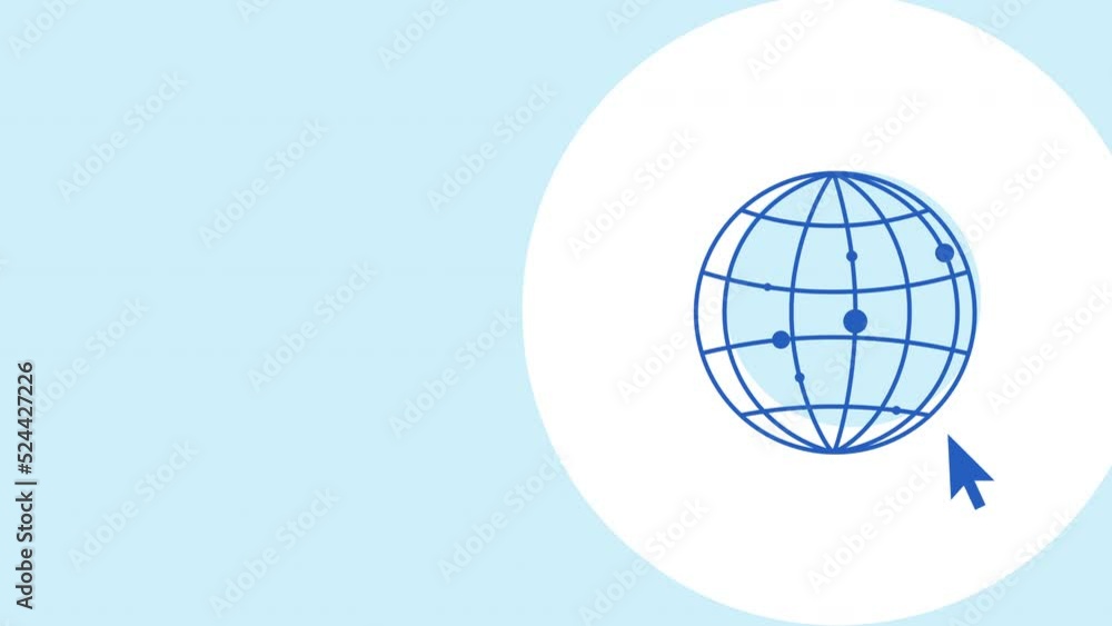 4k video of cartoon globe icon with cursor. 4k video of cartoon globe icon with cursor.