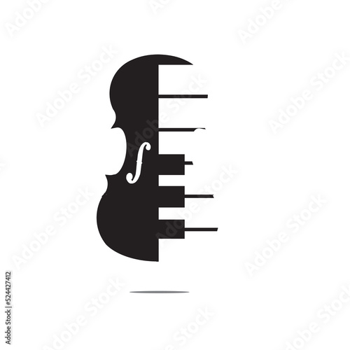 cello and piano, vector logo icon