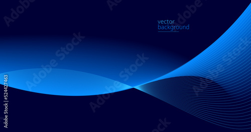 Flowing dark blue curve shape with soft gradient vector abstract background, relaxing and tranquil art, can illustrate health medical or sound of music. © Sylverarts