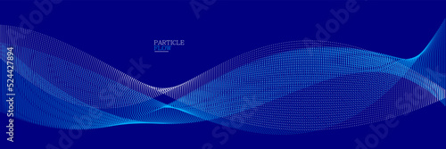 Dark blue airy particles flow vector design, abstract background with wave of flowing dots array, digital futuristic illustration, nano technology theme.