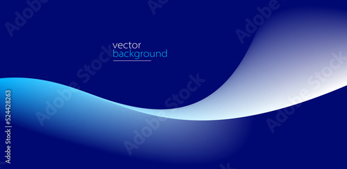 Flowing dark blue curve shape with soft gradient vector abstract background, relaxing and tranquil art, can illustrate health medical or sound of music.