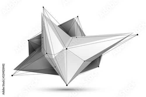 Polygonal form vector abstract design, modern futuristic shape AI neural network concept, dynamic technology abstraction theme, geometric art.