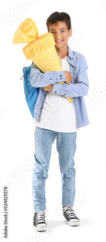 Little boy with yellow scho...
