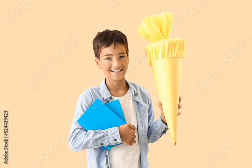 Little boy with yellow scho...