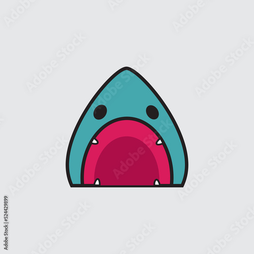 shark head gaping and toothless, vector logo icon