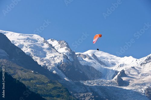 Paragliders above the Chamonix Valley, Chamonix Mont-Blanc, France