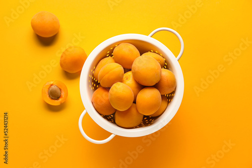 Colander of delicious apric...